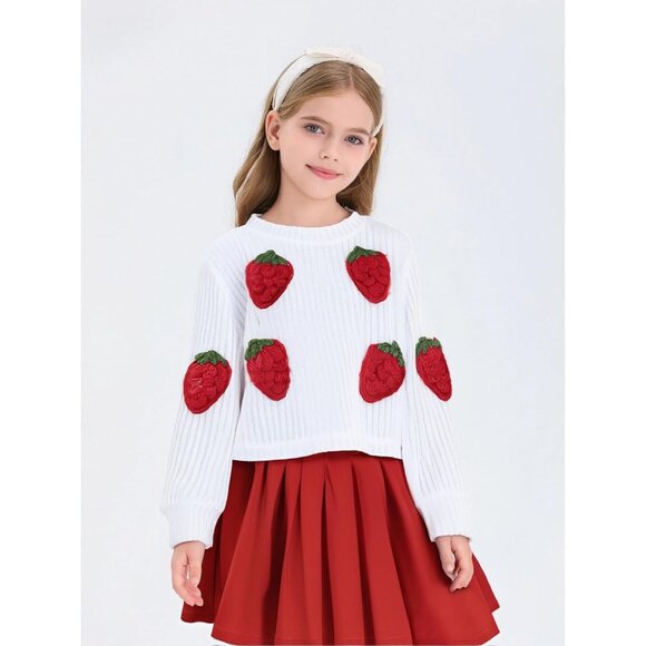 Adorable 2-Piece Toddler Girl Fall Winter Outfit with Sweatshirt & Pleated Skirt - Picture 3 of 8